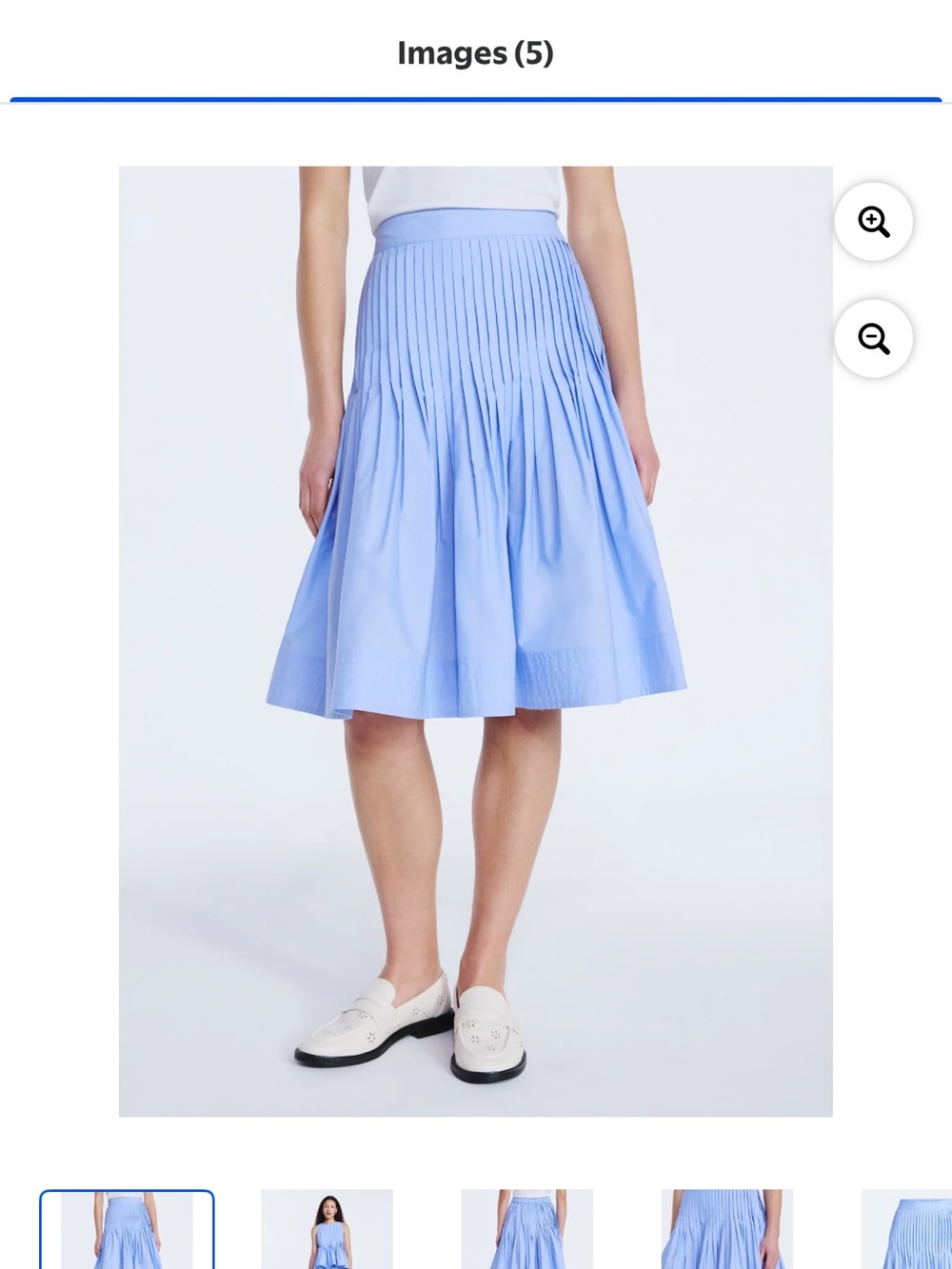 Pleated A-Line Midi Skirt in Light Blue